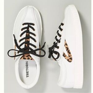 Anthropologie Tretorn Nylite Plus Sneaker Leather Shoe White Women's 9M leopard